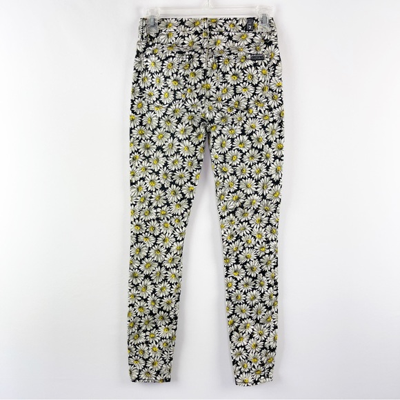 Seven 7 For All Mankind Skinny Jeans Black Daisy Floral Jeans Size 24 Stretchy - Picture 4 of 11